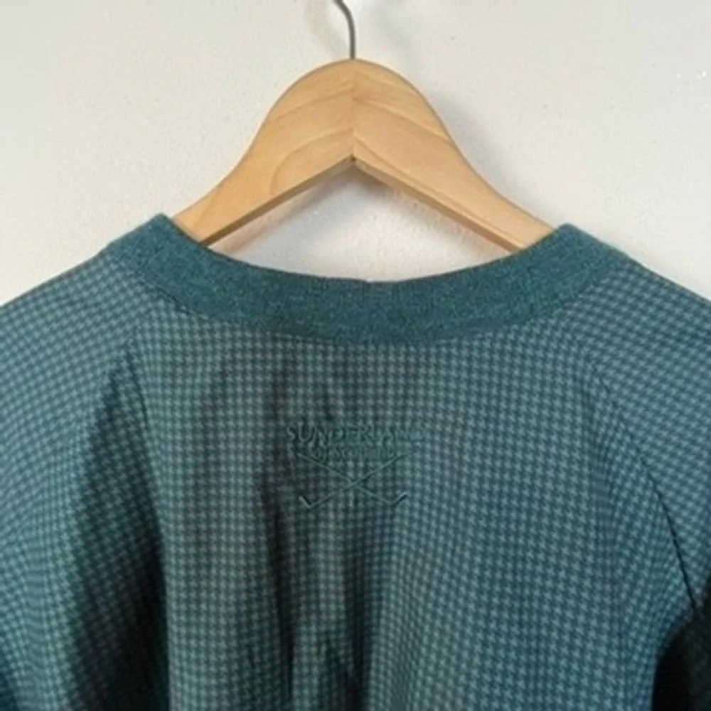 Sunderland of‎ Scotland Classic Golf Pullover Shirt Houndstooth Green Blue Sz XL
